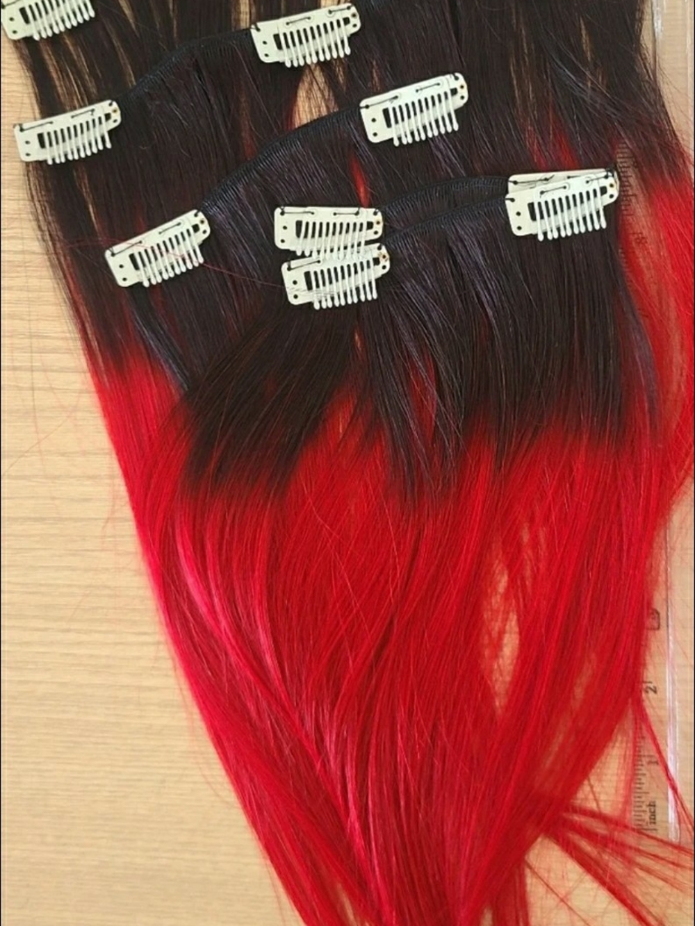 Red Ombre Clip-In Hair Extensions - Brand New & Ready To Ship - Picture 3 of 4
